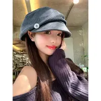 日系褶皱银标宽松贝雷帽女复古休闲百搭文艺画家帽显脸小蓓蕾帽子