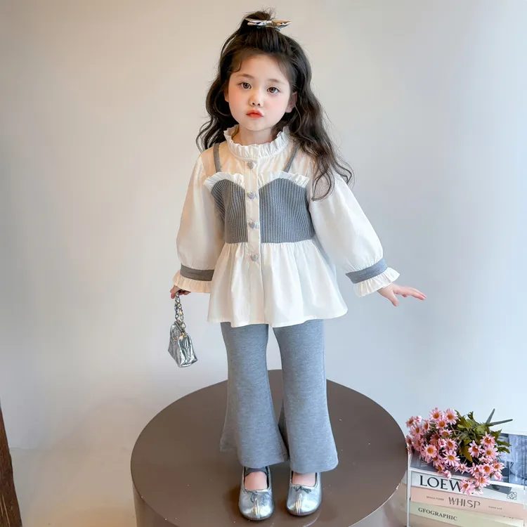 韩版女童洋气小香风喇叭裤套装2025新款儿童秋季女宝宝休闲两件套