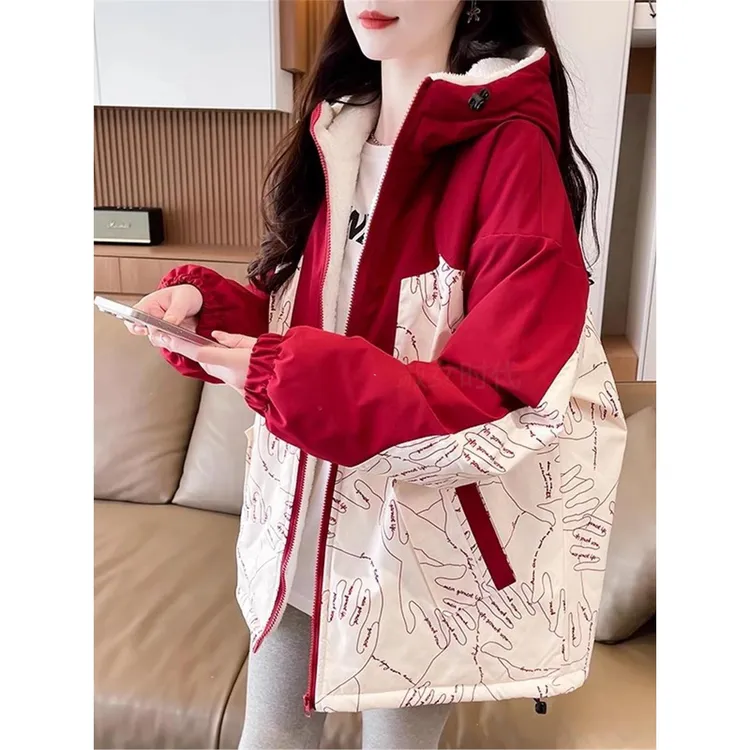 巴拉童年加绒加厚冲锋衣外套女秋冬2025新款初高中学生户外保暖服