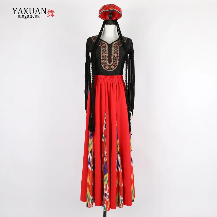迪丽热巴明星同款新疆民族舞蹈服装练功服中国风学生艺考大摆裙女