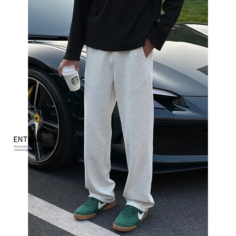 Entong美式卫裤针织灰色运动裤男款潮牌百搭直筒裤宽松大码休闲裤