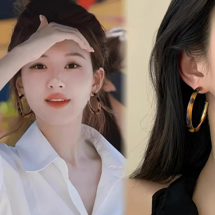 铜合金耳饰 「红茶」赵露思同款豹纹气质耳饰耳环蚊香盘耳夹女耳圈