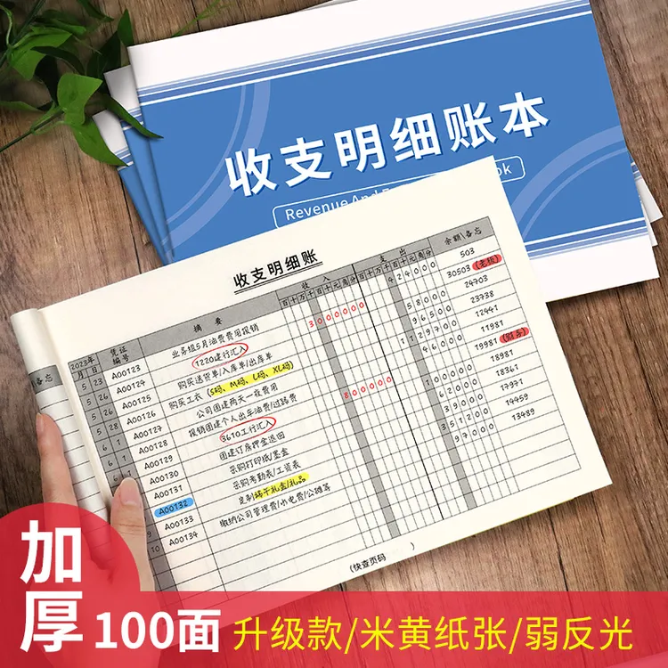 普色收支明细账本企业收入支出结余流水本公司会计现金记账本台账