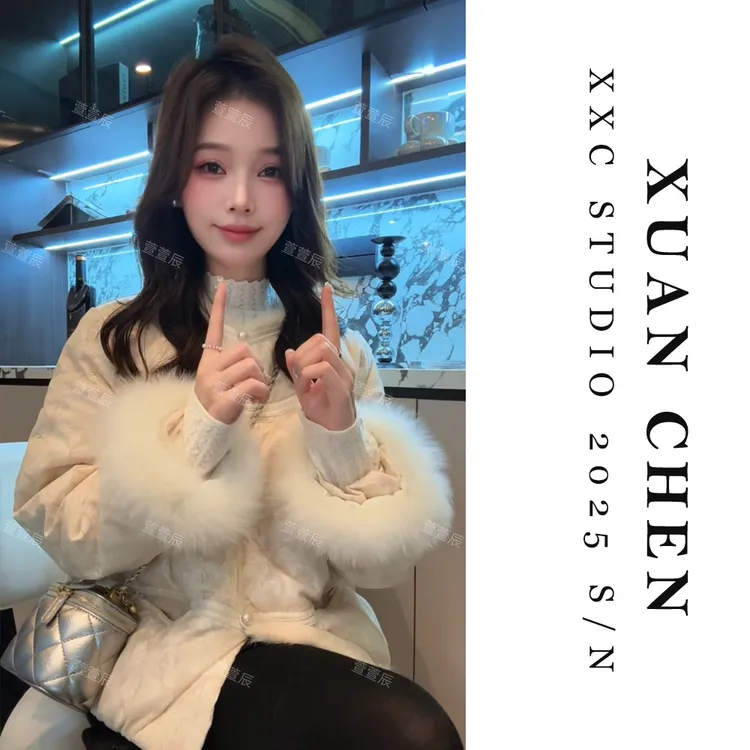【栀子白雪】中式羽绒服女款秋冬轻奢洋气狐狸毛保暖外套#9199