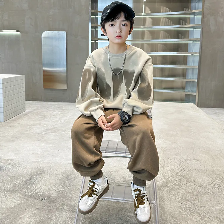 男童套装春秋款2025新款儿童秋装中大童男孩秋季酷帅运动卫衣时髦