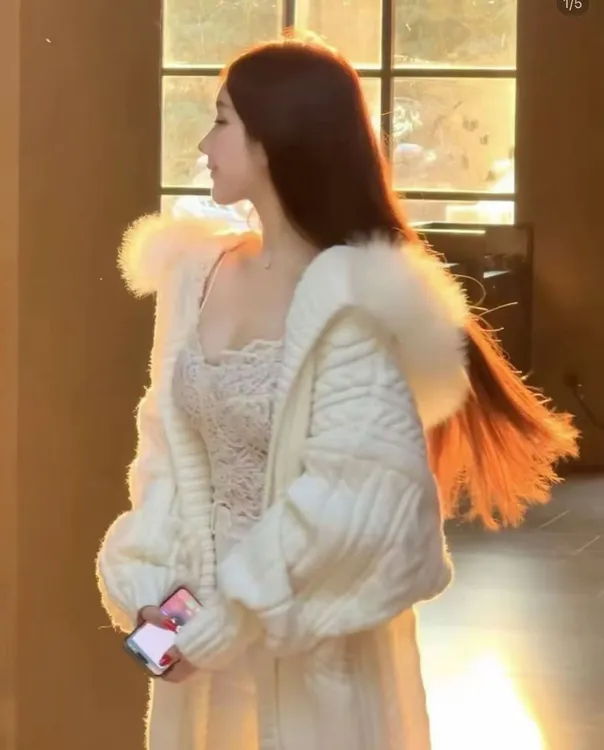 【COCO专属】雪兔精灵长款可拆卸狐狸毛毛领慵懒风外套