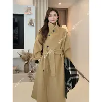 【】冬季新品时尚韩系长款双面呢羊毛大衣外套25065