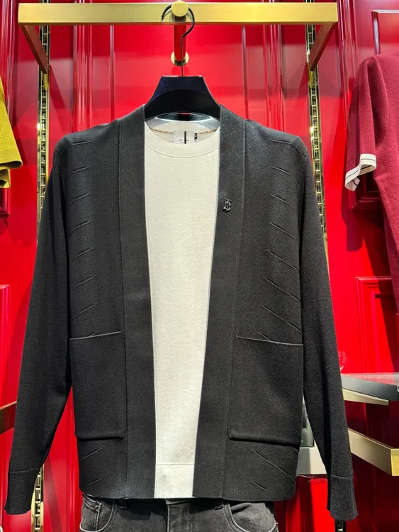 男士轻奢时尚长袖秋季提花针织开衫外套