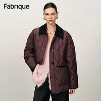 Fabrique Udelle 秋冬新品勃艮第红英伦风翻领宽松鸭绒轻薄羽绒服