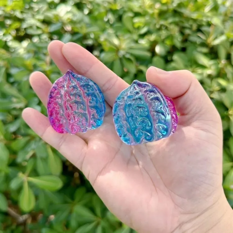 彩色水晶核桃文玩摆件解压手把件男士随身把玩冷门键盘手锻炼康复