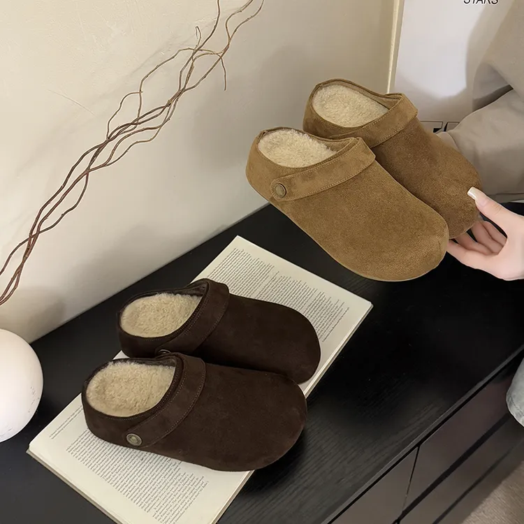 巨好看两穿内增高加绒包头棉拖鞋女秋冬新款厚底一脚蹬防滑勃肯鞋