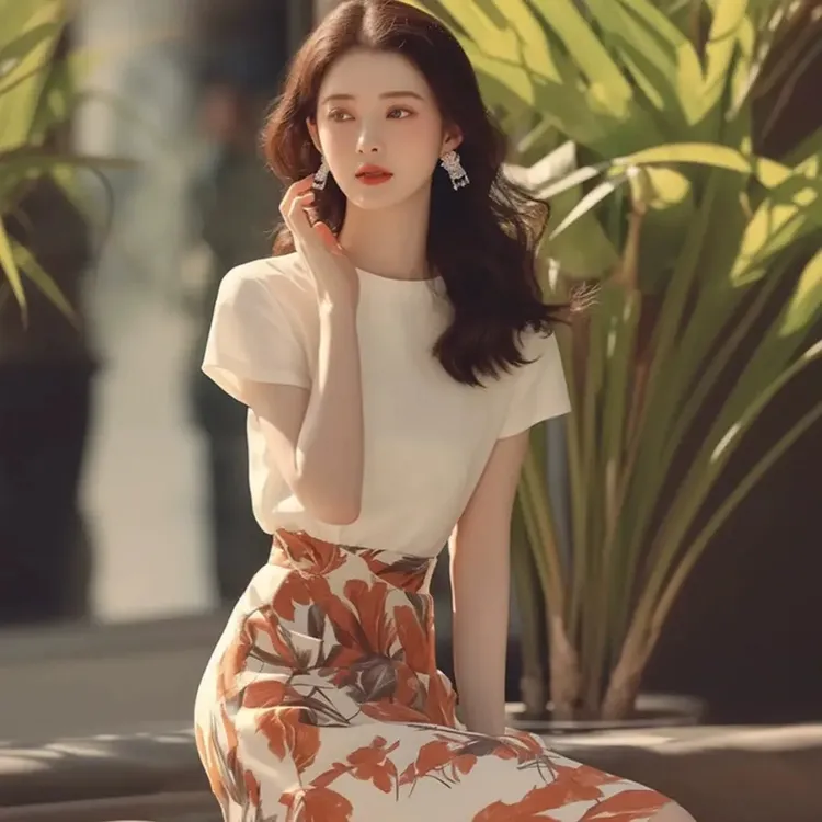时尚气质流行漂亮夏季松弛感穿搭时髦洋气职业休闲裙子两件套装女