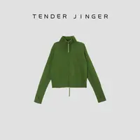 Tender Jinger【黑标】纯色羊毛双拉链翻领针织开衫T53BMM607B