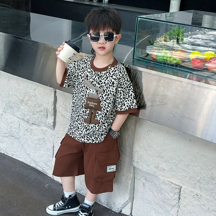 男童夏季套装2025新款洋气时髦衣服儿童夏装短袖痞帅气男孩夏款潮