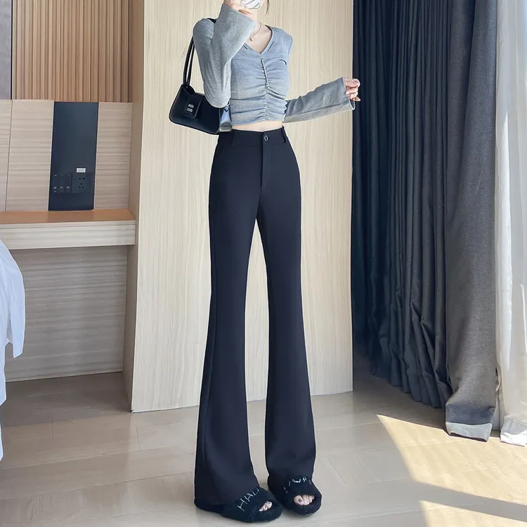 微喇西装裤女款爆款2025新款早秋高腰显瘦垂感显腿长小个子喇叭裤