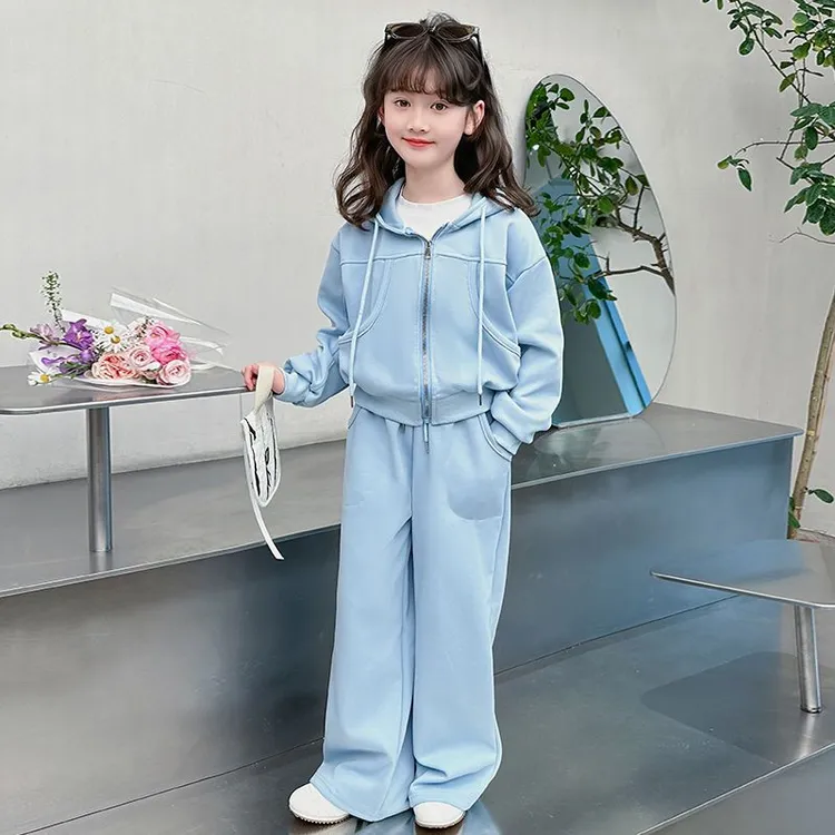 女童秋装卫衣套装2025新款韩版洋气中大童休闲运动上衣宽松两件套