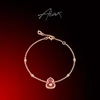 AIAX 925银 镀K金【福禄双叠】福运招财葫芦爱心手链TSS7440