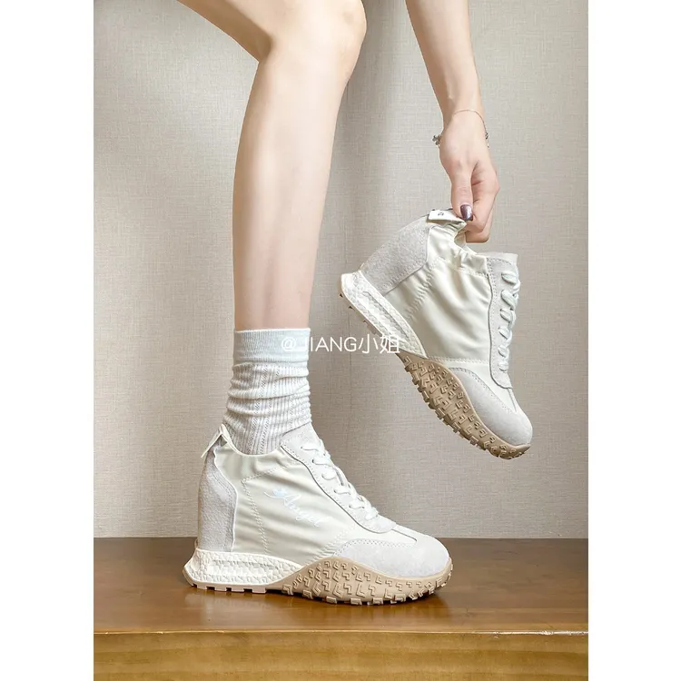 10cm小个子内增高厚底德训鞋女夏芭蕾百搭休闲运动阿甘鞋秋冬白色