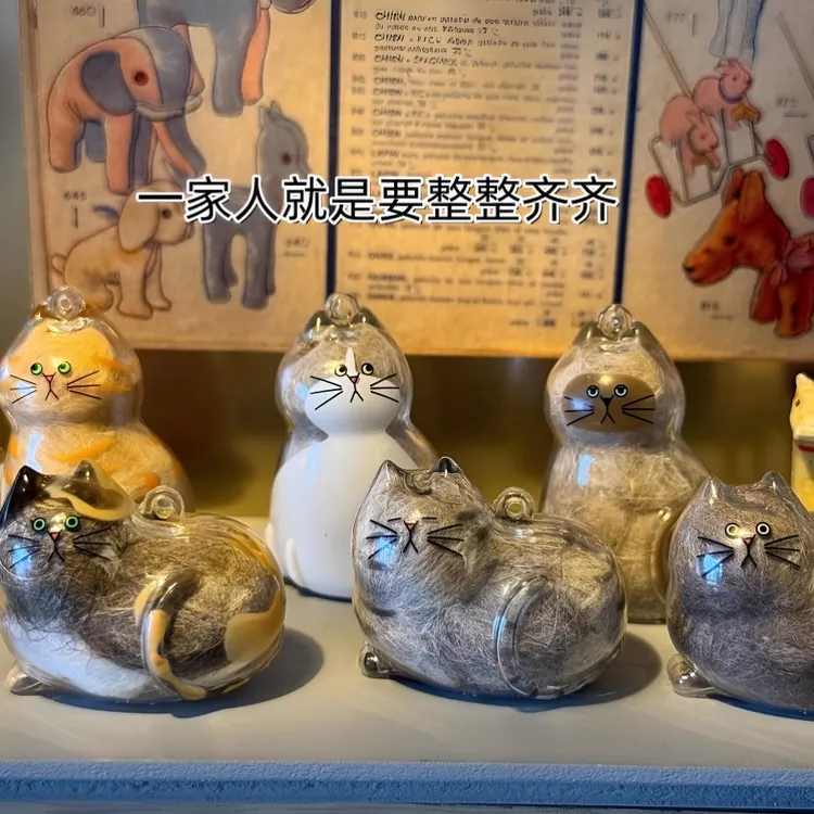 透明猫毛收纳扭蛋猫毛收纳盒吊饰扭蛋存放胶囊纪念钥匙扣汽车挂件