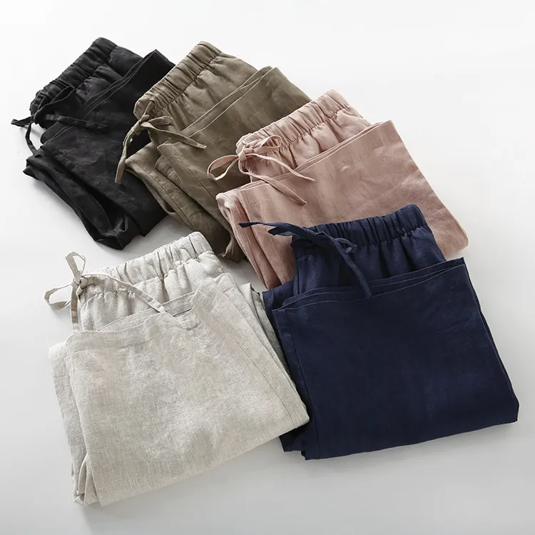 【直筒长裤】法国进口纯亚麻文艺复古直筒裤春夏薄款宽松长裤女士