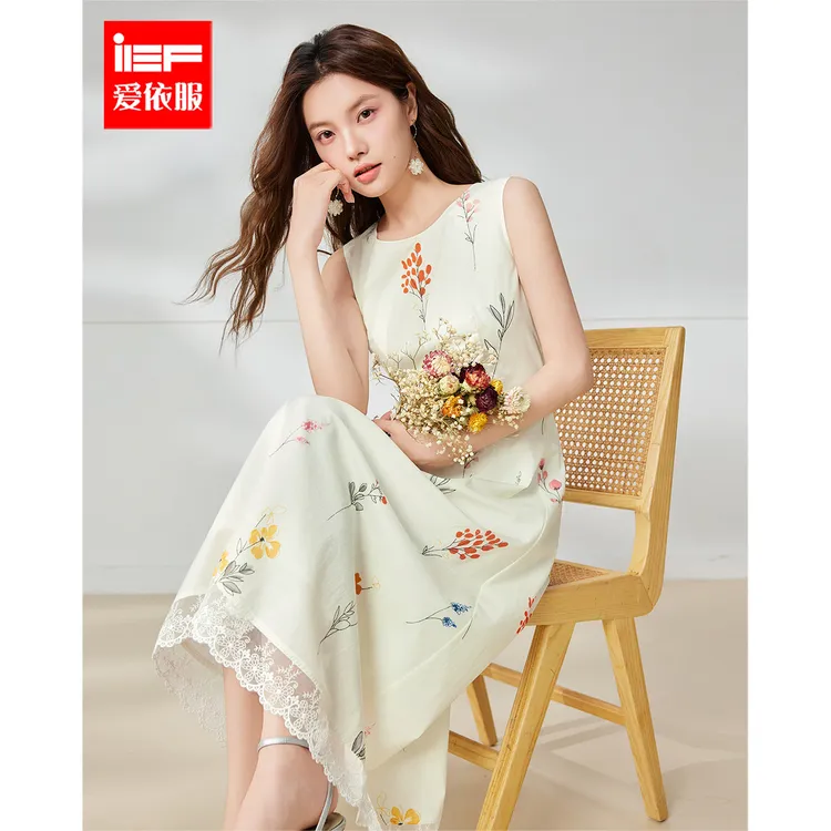 IEF/爱依服裙子2025夏季新款法式温柔气质感度假风花色背心长裙
