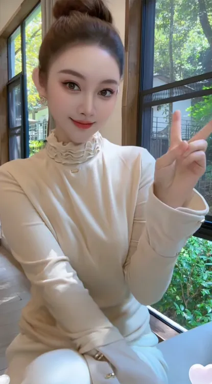 Nalian/拿恋豆子优选-洋气设计感褶皱半高领加磨毛绒T恤女DZ99083