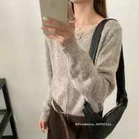 YIXIAOFEI拉链圆领长袖百搭针织衫开衫8932