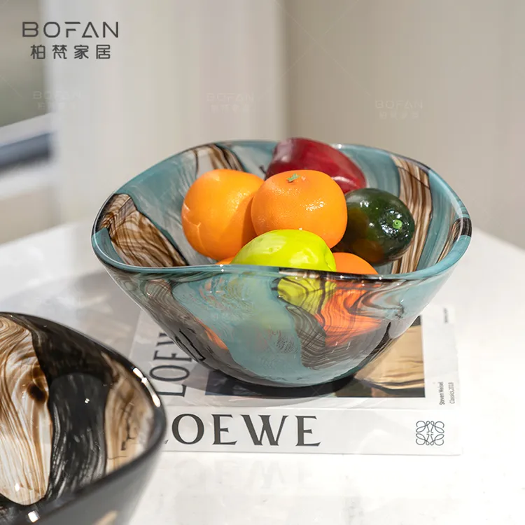 bofan/柏梵【隐雾山川】轻奢流纹撞色果盘餐桌高颜值果盘高端摆件