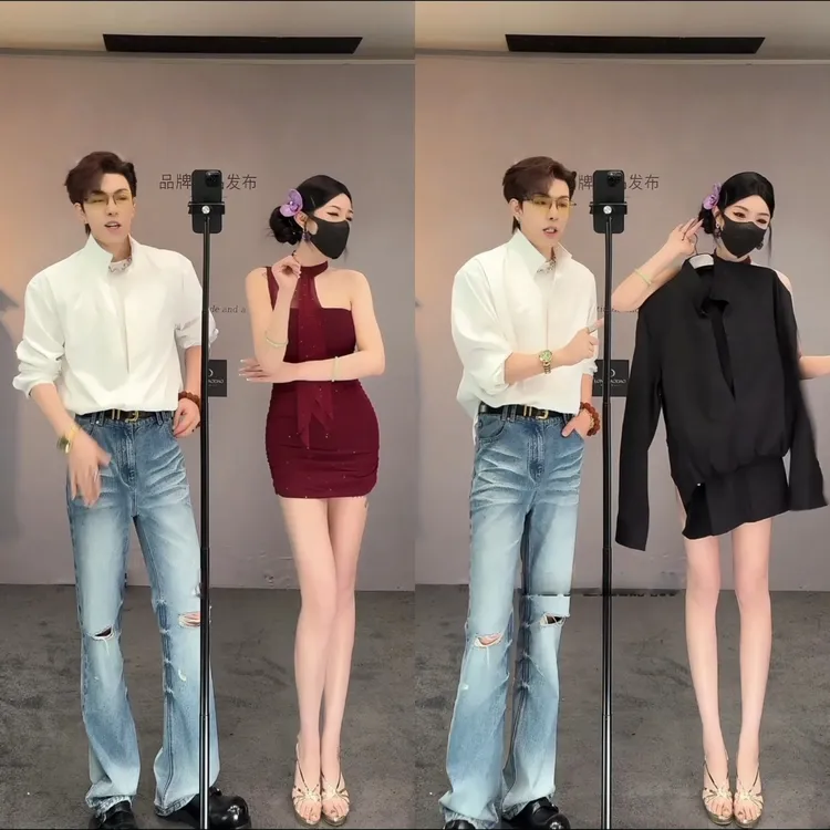 简约百搭宽松长袖衬衫双层假两件设计小众夏季新款ins潮流圆领T恤