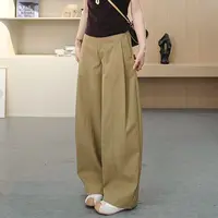 侧压褶舒柔特阔腿裤女2025秋款高腰显瘦宽松抗皱休闲贝斯裤5879#