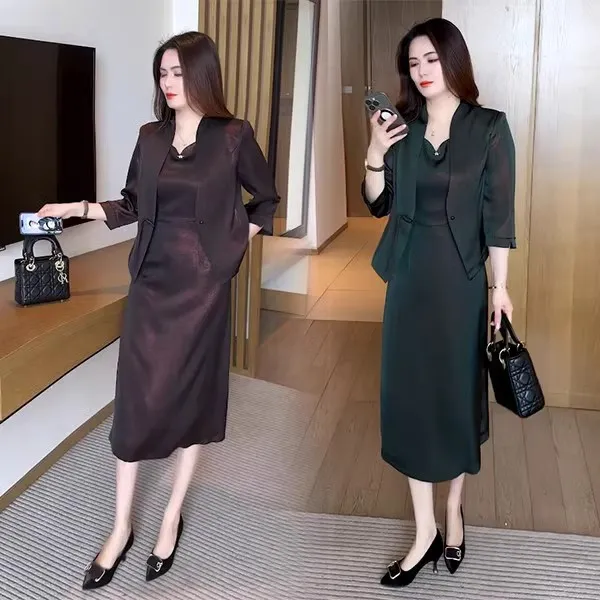 时尚套装裙女2025春秋季新款高级感西装外套连衣裙气质两件套潮