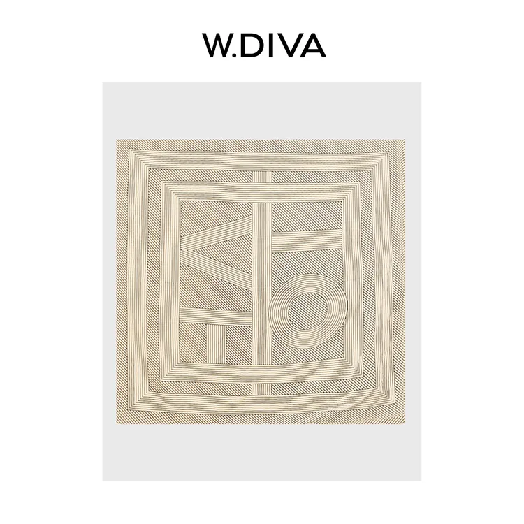 W.Diva【方界】16姆米双绉真丝线条韵律之美时尚方巾丝巾50J302248