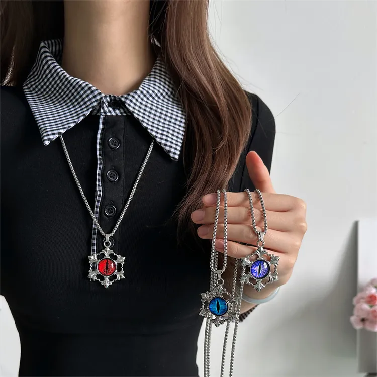 合金项链 X6008-1恶魔之眼项链时尚复古小众欧美长款个性ins