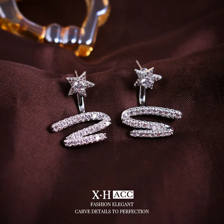 925银莫桑石耳饰 S925银针时尚百搭镶钻星星气质轻奢精致个性耳环