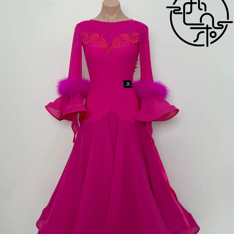 西朵舞服简约大气包后背款大裙摆显瘦摩登舞表演裙连衣裙XD520