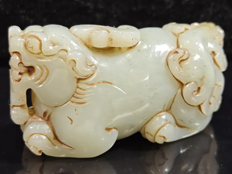 旧藏天然和田玉貔貅手把件摆件212克84*33*41mm