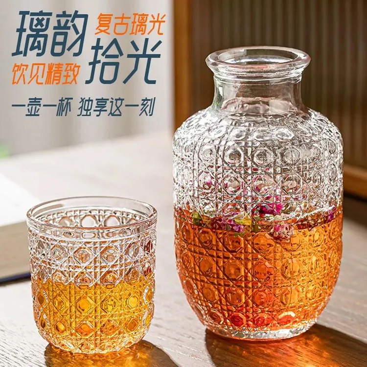 toglobal【一壶一杯】复古浮雕冷水壶玻璃凉水壶冷泡壶