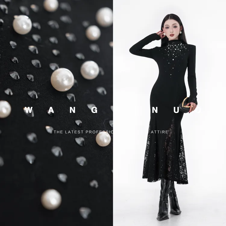 MD定制·依诺【冬日女主】2025冬季新款时尚显瘦修身拼接长袖连衣裙