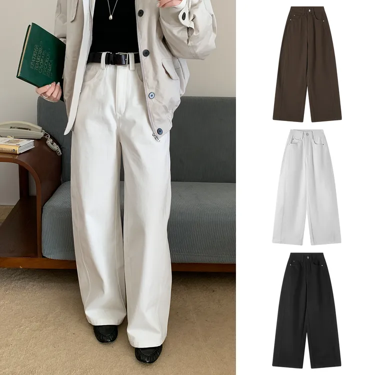 Miss sumeyY4051Y4058自制秋冬加绒磨毛阔腿休闲弯刀裤直筒拖地裤