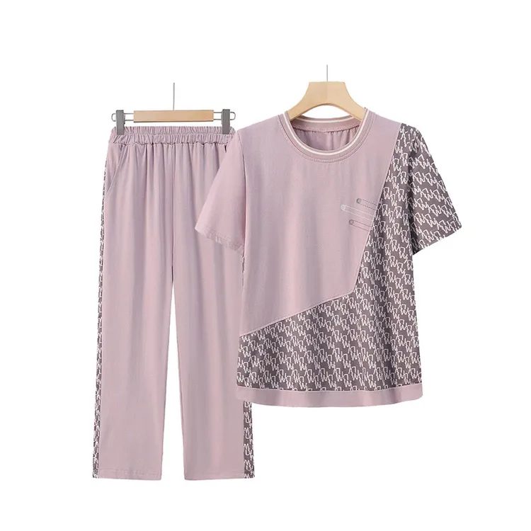 驭瑛时尚中老年女装休闲运动套装女2025新款短袖t恤女宽松套装潮