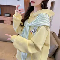 小众设计感蝴蝶结绑带连帽薄款卫衣女春秋新款韩版宽松刺绣上衣潮