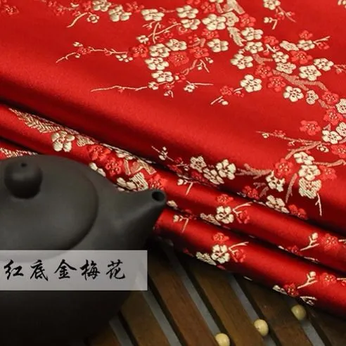 【主播推荐】织锦缎-梅花织锦缎布料 服装旗袍面料中国风丝绸布料/