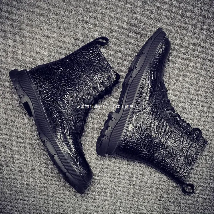 啄木鸟男鞋潮流帅气马丁靴男加绒2025年新款休闲时尚百搭高档高帮