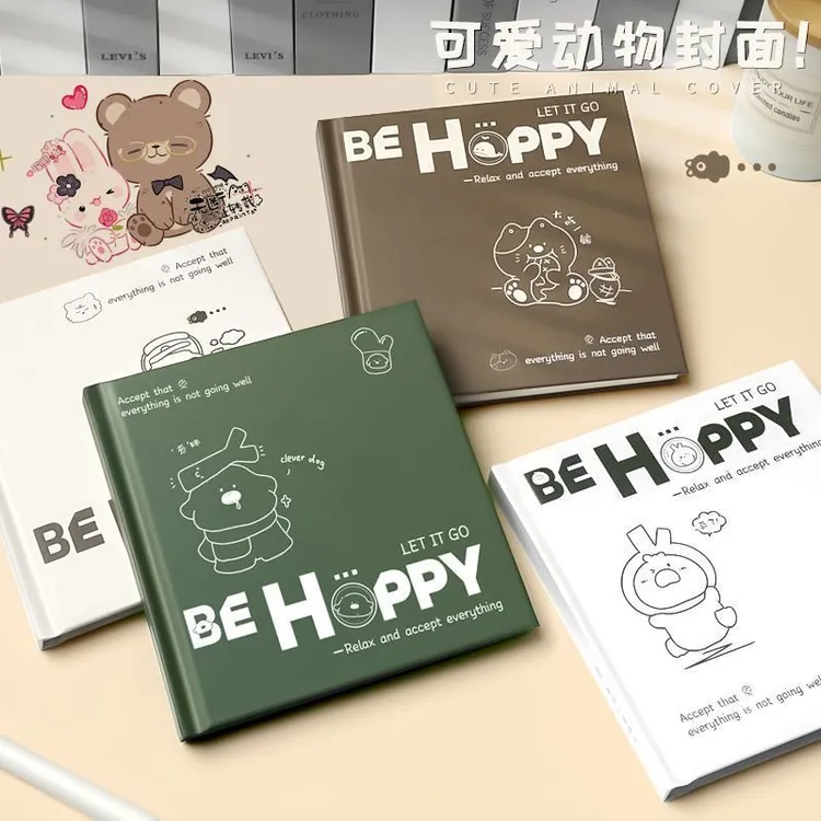 新款加厚方方本横线精装本简约卡通学生专用高颜值ins风笔记本