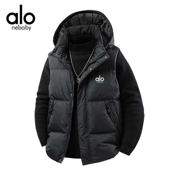 奥特莱斯爆款白鸭绒羽绒马甲男女款宽松大码坎肩可脱卸帽子羽绒服