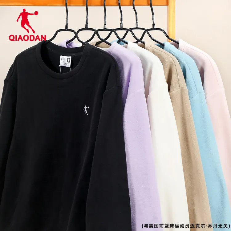 乔丹2025秋新款情侣加绒保暖卫衣圆领上衣加厚套头长袖情侣款