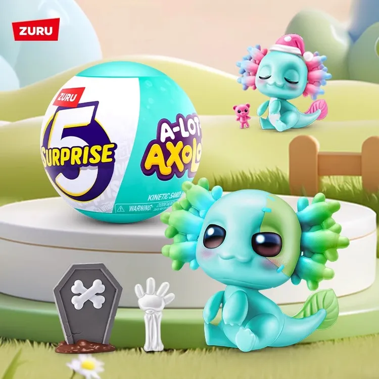 ZURU五倍惊喜蛋之蝾螈宝贝迷你球盲盒可爱动物六角恐龙摆件公仔