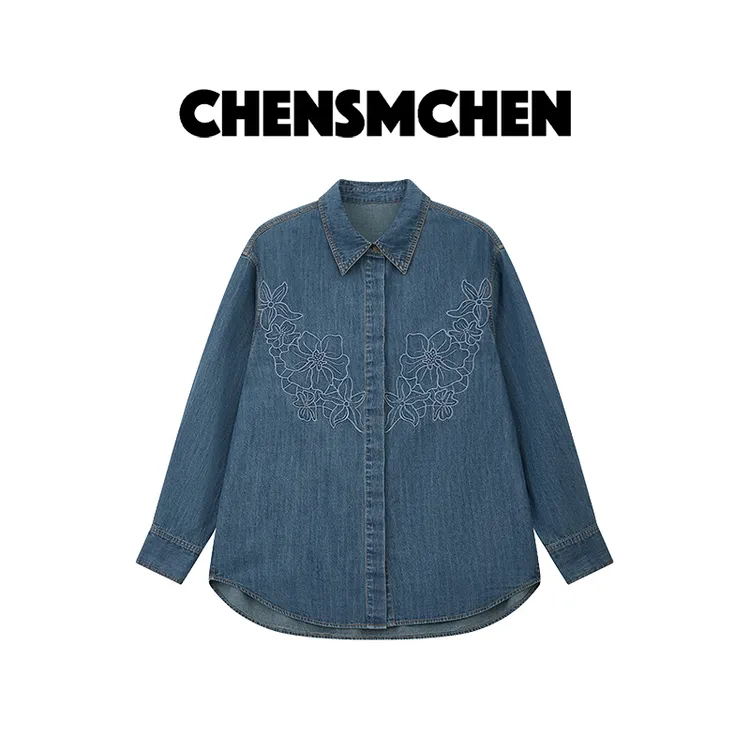 CHENSMCHEN 100棉POLO衬衫女休闲时尚百搭宽松显瘦衬衣CSC7191QQ