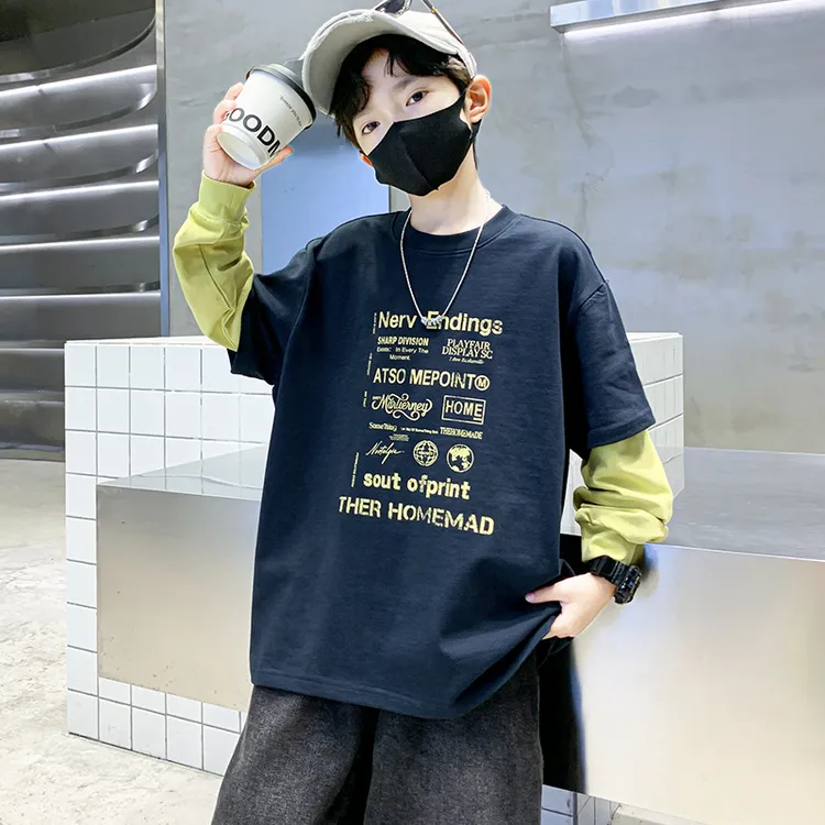 儿童装男童秋装假两件卫衣2025新款春秋款中大童秋季纯棉男孩上衣