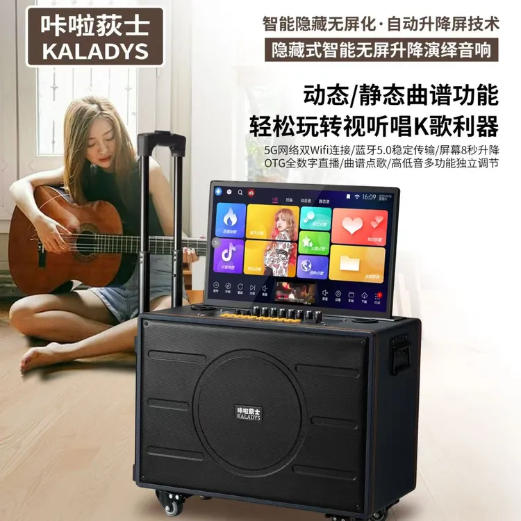 P168新款智能语音蓝牙wifi户外移动家用广场拉杆带屏ktv音响音箱
